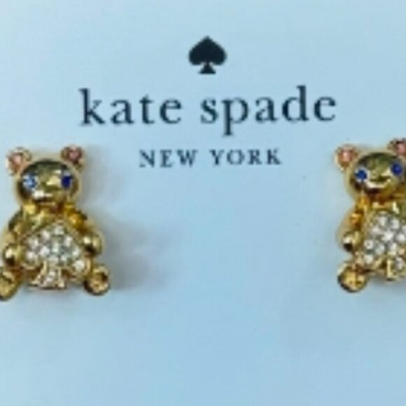 Kate Spade NWOT Oh What Fun Spade Teddy Bear Studs - Picture 3 of 8